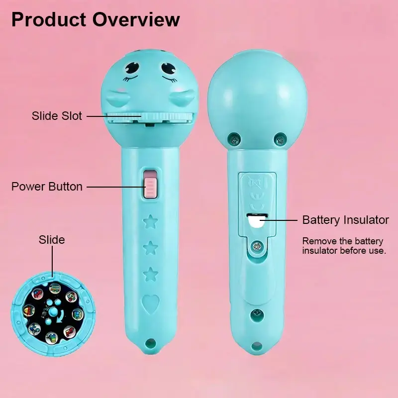 GOFMOON Kids Projection Flashlight, Bedtime Story Projector Toy, 6 Slides with 48 Patterns, Safe ABS Material, Interactive Early Learning STEM Tool for Toddlers, Portable Visual Cognitive Gift, Easy-to-Use Science Aid for Parents & Teachers.