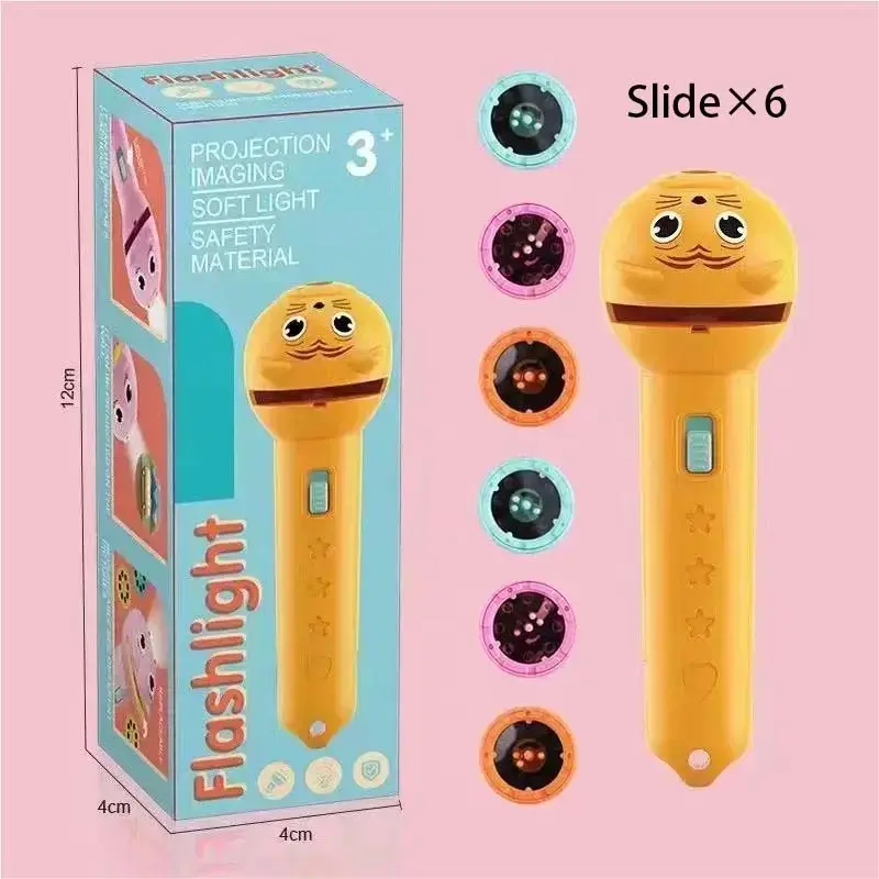 GOFMOON Kids Projection Flashlight, Bedtime Story Projector Toy, 6 Slides with 48 Patterns, Safe ABS Material, Interactive Early Learning STEM Tool for Toddlers, Portable Visual Cognitive Gift, Easy-to-Use Science Aid for Parents & Teachers.