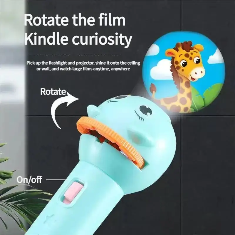 GOFMOON Kids Projection Flashlight, Bedtime Story Projector Toy, 6 Slides with 48 Patterns, Safe ABS Material, Interactive Early Learning STEM Tool for Toddlers, Portable Visual Cognitive Gift, Easy-to-Use Science Aid for Parents & Teachers.