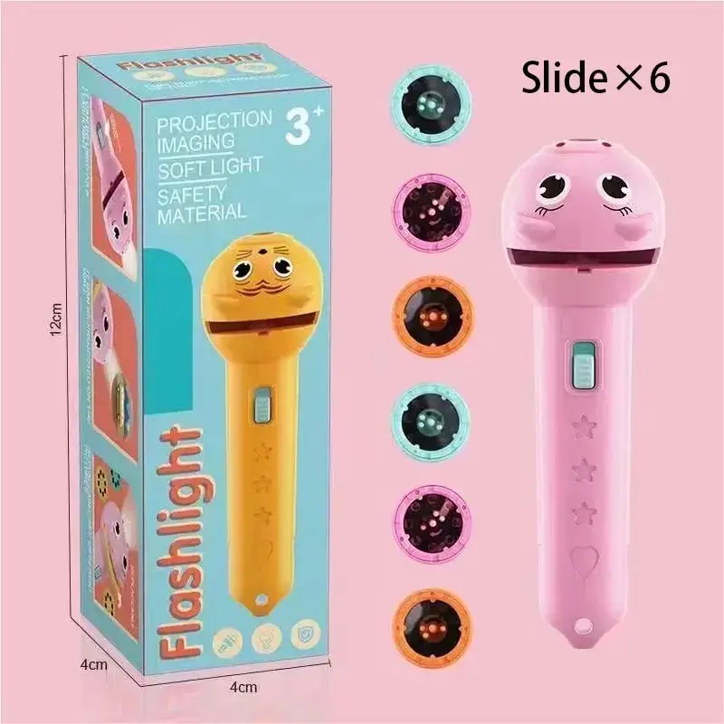 GOFMOON Kids Projection Flashlight, Bedtime Story Projector Toy, 6 Slides with 48 Patterns, Safe ABS Material, Interactive Early Learning STEM Tool for Toddlers, Portable Visual Cognitive Gift, Easy-to-Use Science Aid for Parents & Teachers.