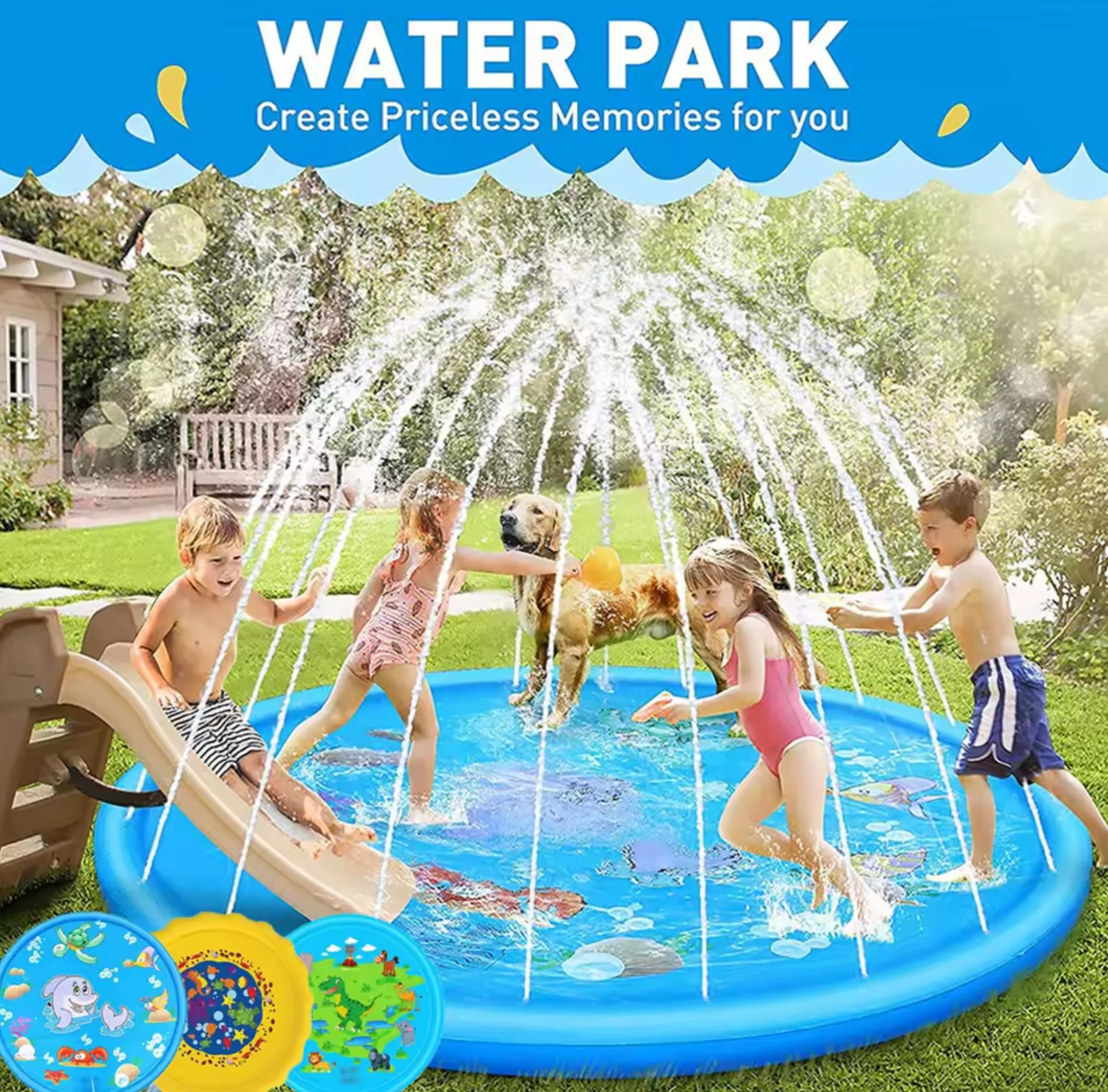 100CM Kids Paddling Pad Inflatable Water Jet Swimming Pool Summer Beach Outdoor Games Toy Lawn Swimming Pool Mat Kids Toys