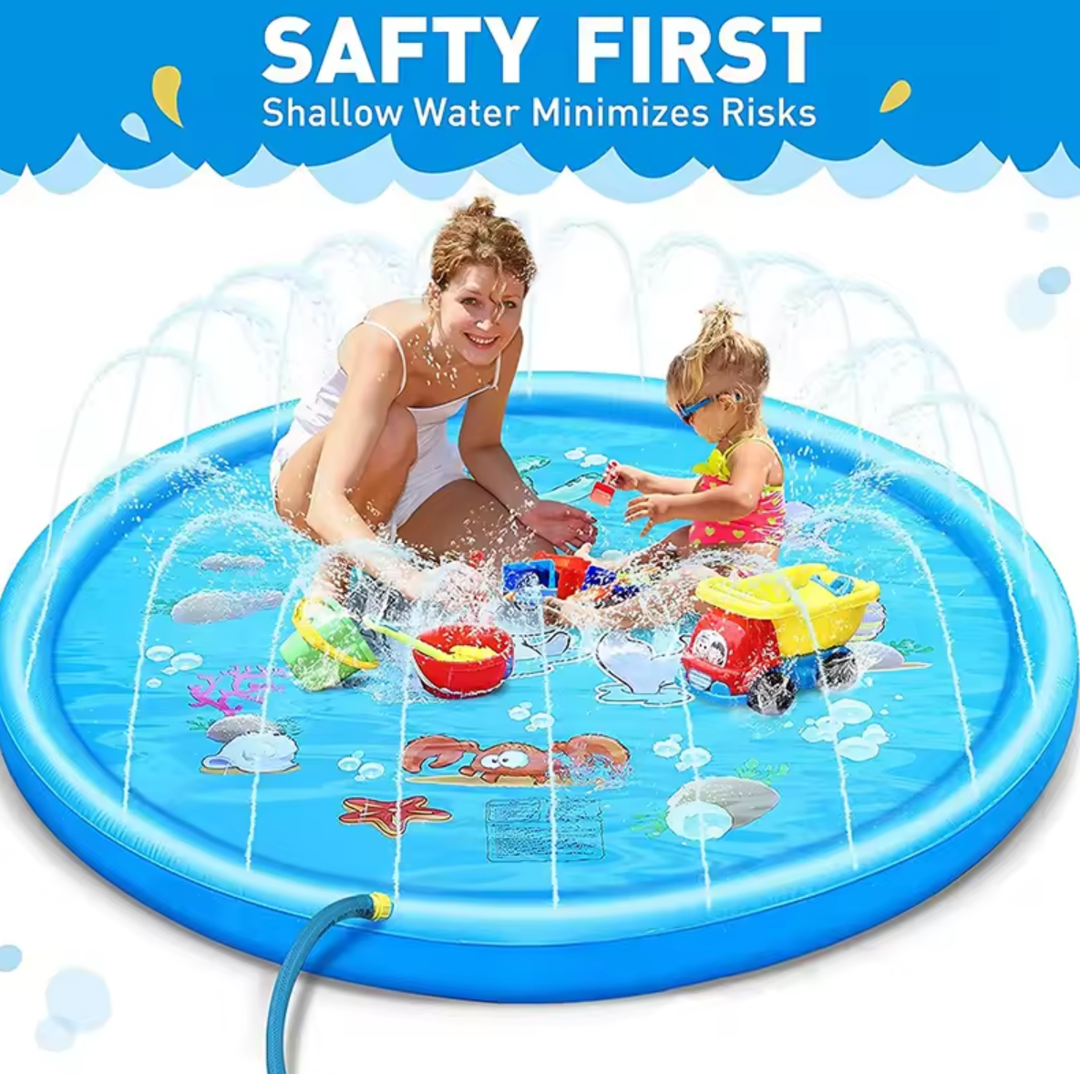 100CM Kids Paddling Pad Inflatable Water Jet Swimming Pool Summer Beach Outdoor Games Toy Lawn Swimming Pool Mat Kids Toys