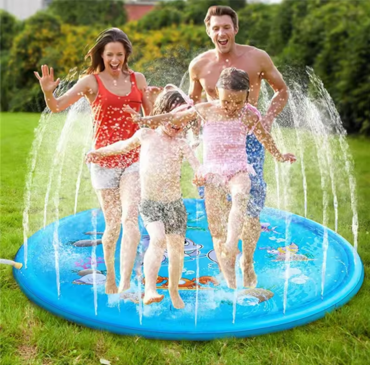 100CM Kids Paddling Pad Inflatable Water Jet Swimming Pool Summer Beach Outdoor Games Toy Lawn Swimming Pool Mat Kids Toys