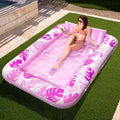 Sloosh-XL Inflatable Tanning Pool Lounge Float With Cup Holder, 85″ x 57″ Extra Large Pool Floats Adult with Pillow, 4 in 1 Suntan Tub Raft Floatie, Sunbathing Bed Lounge for Water Blow Up Kids Ball Pit Party Gifts, inflatable Sofa Summervibes