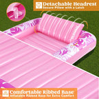 Sloosh-XL Inflatable Tanning Pool Lounge Float With Cup Holder, 85″ x 57″ Extra Large Pool Floats Adult with Pillow, 4 in 1 Suntan Tub Raft Floatie, Sunbathing Bed Lounge for Water Blow Up Kids Ball Pit Party Gifts, inflatable Sofa Summervibes