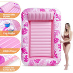 Sloosh-XL Inflatable Tanning Pool Lounge Float With Cup Holder, 85″ x 57″ Extra Large Pool Floats Adult with Pillow, 4 in 1 Suntan Tub Raft Floatie, Sunbathing Bed Lounge for Water Blow Up Kids Ball Pit Party Gifts, inflatable Sofa Summervibes