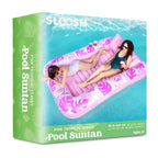 Sloosh-XL Inflatable Tanning Pool Lounge Float With Cup Holder, 85″ x 57″ Extra Large Pool Floats Adult with Pillow, 4 in 1 Suntan Tub Raft Floatie, Sunbathing Bed Lounge for Water Blow Up Kids Ball Pit Party Gifts, inflatable Sofa Summervibes