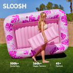 Sloosh-XL Inflatable Tanning Pool Lounge Float With Cup Holder, 85″ x 57″ Extra Large Pool Floats Adult with Pillow, 4 in 1 Suntan Tub Raft Floatie, Sunbathing Bed Lounge for Water Blow Up Kids Ball Pit Party Gifts, inflatable Sofa Summervibes